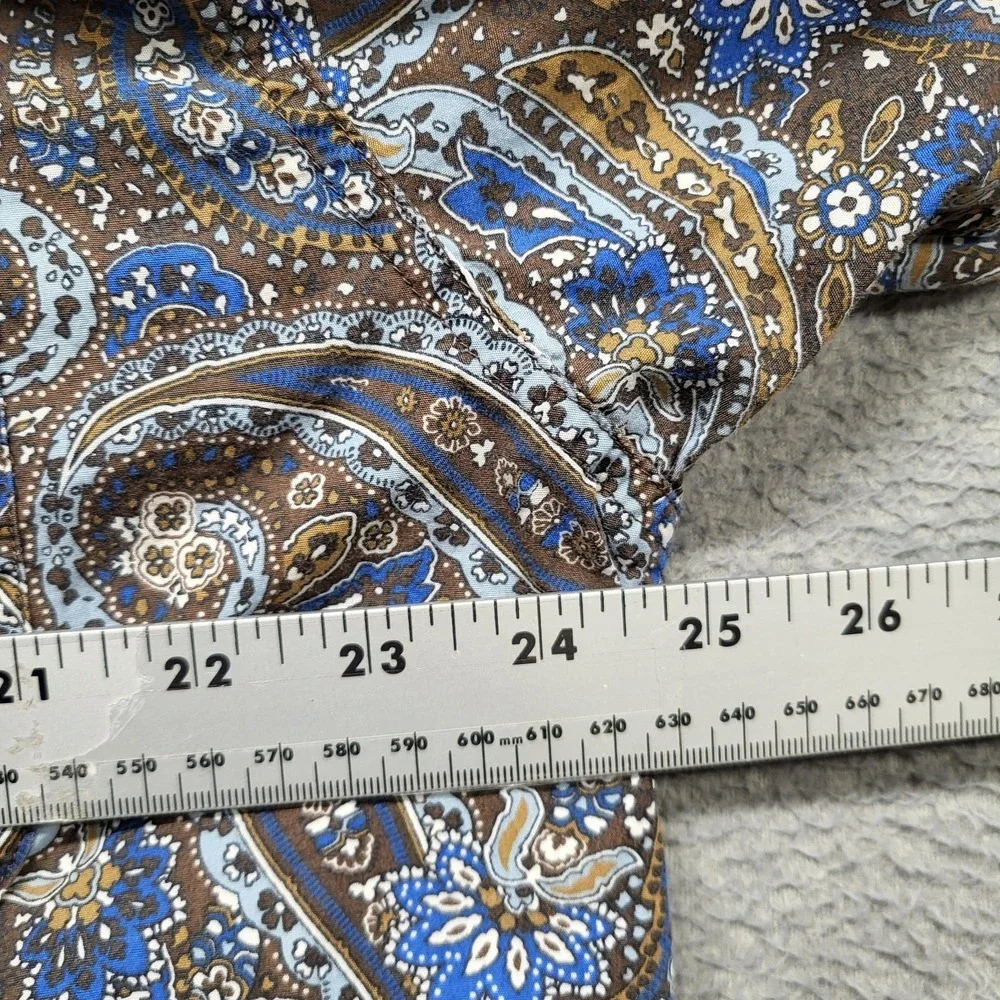 Cinch Men Button Up Shirt L Gray Logo Patch Embroidery‎ Paisley Western